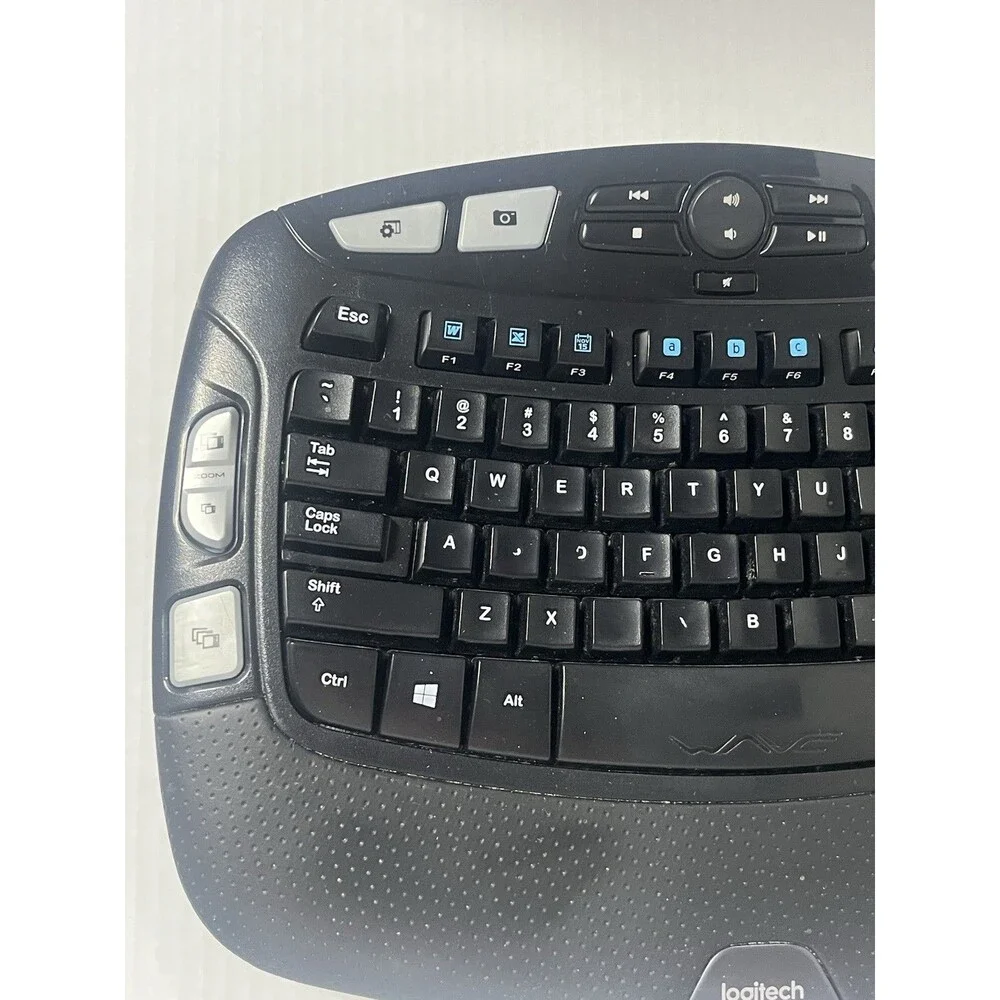 Logitech K350 Ergonmic Wireless Keyboard Multimedia Black TESTED WORKS NO DONGLE